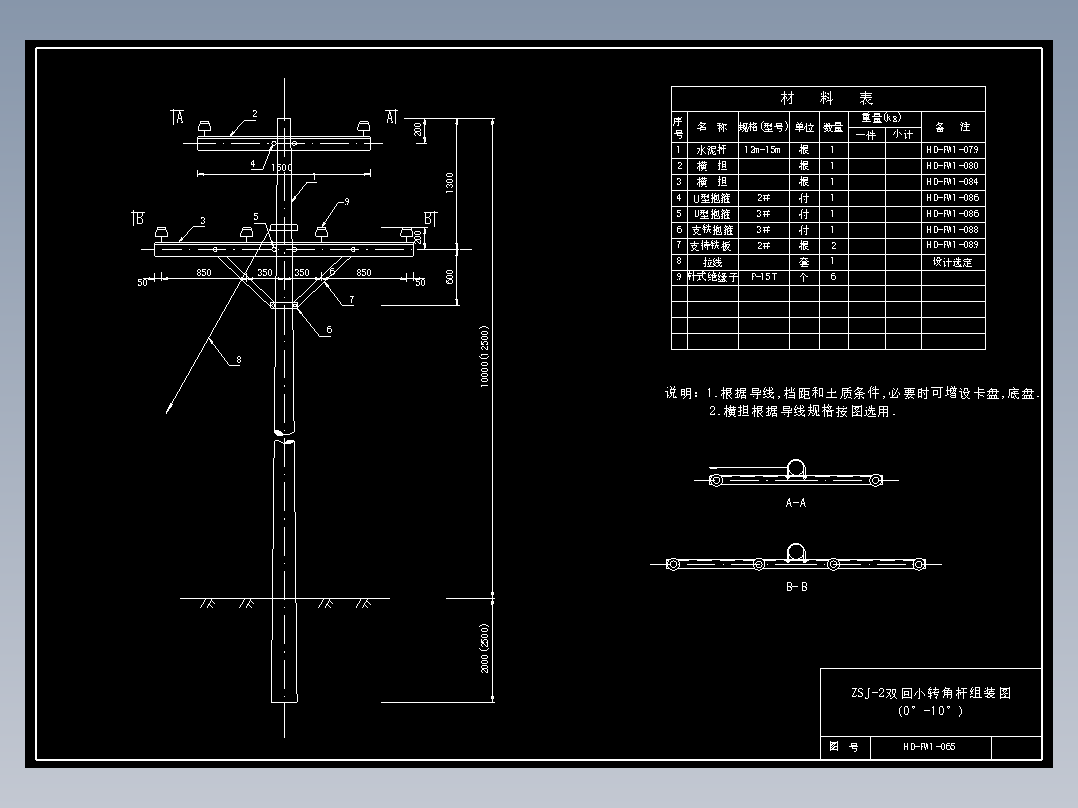 065 ZSJ-2双回小转角杆组装图(0-10)