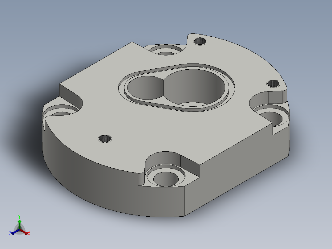 液压齿轮泵前法兰正等轴测图