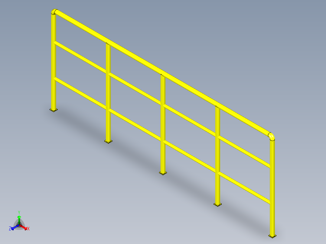 围栏H1200管道1英寸(外径34x 1.5毫米)主视图