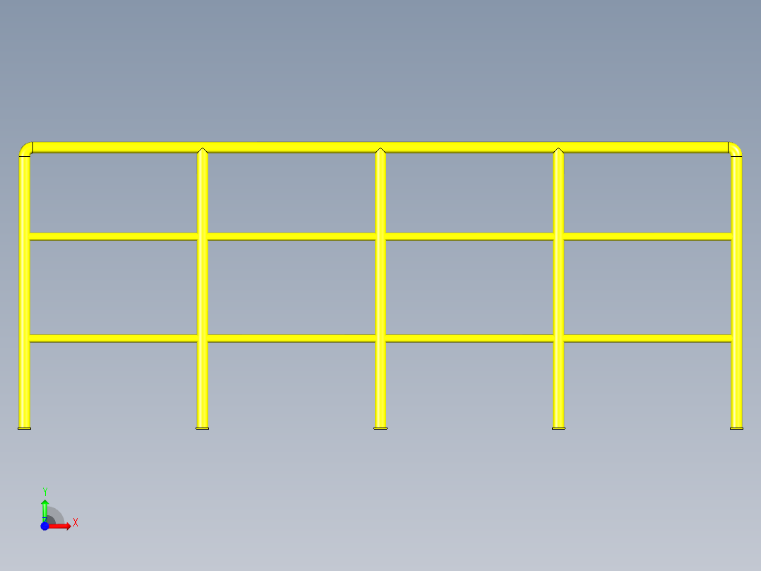 围栏H1200管道1英寸(外径34x 1.5毫米)前视图