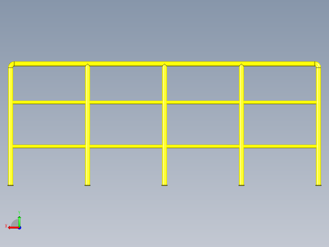 围栏H1200管道1英寸(外径34x 1.5毫米)后视图