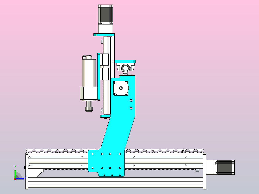 3轴CNC机床设备3D左视图