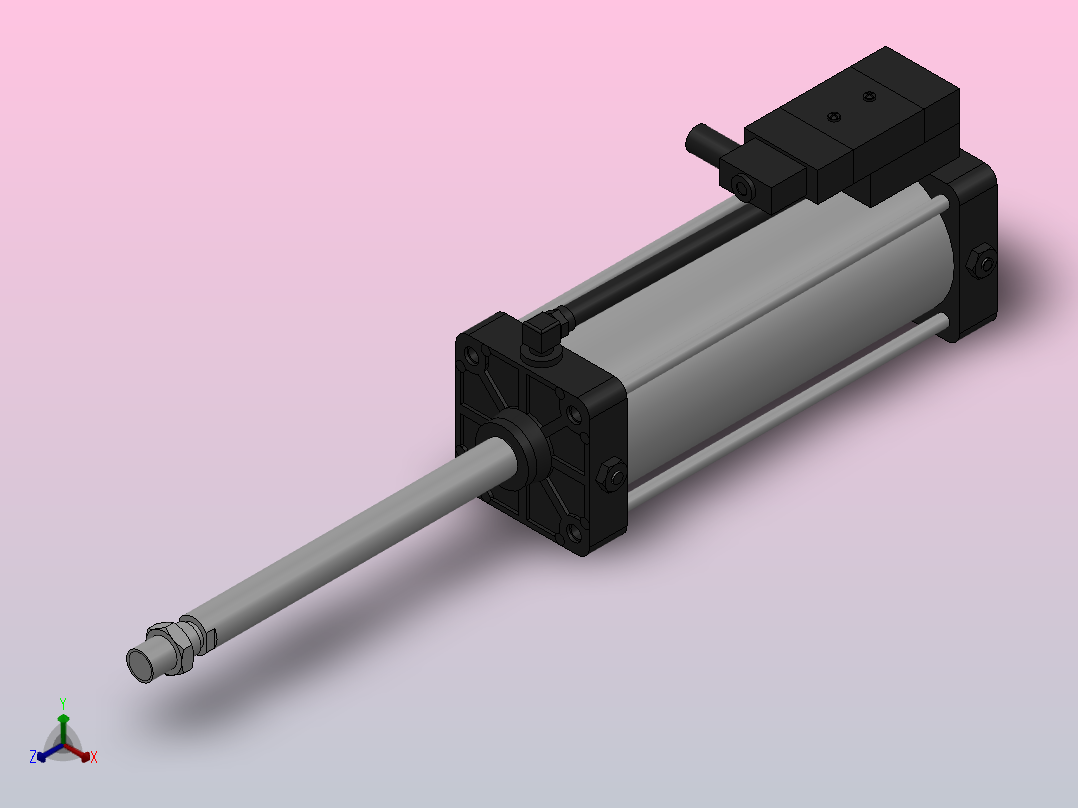 10A-5(V)系列带阀气缸(带阀型通电时拉式)[10A-5(V) (Ⅱ) SD 125 B 300 A 5]正等轴测图