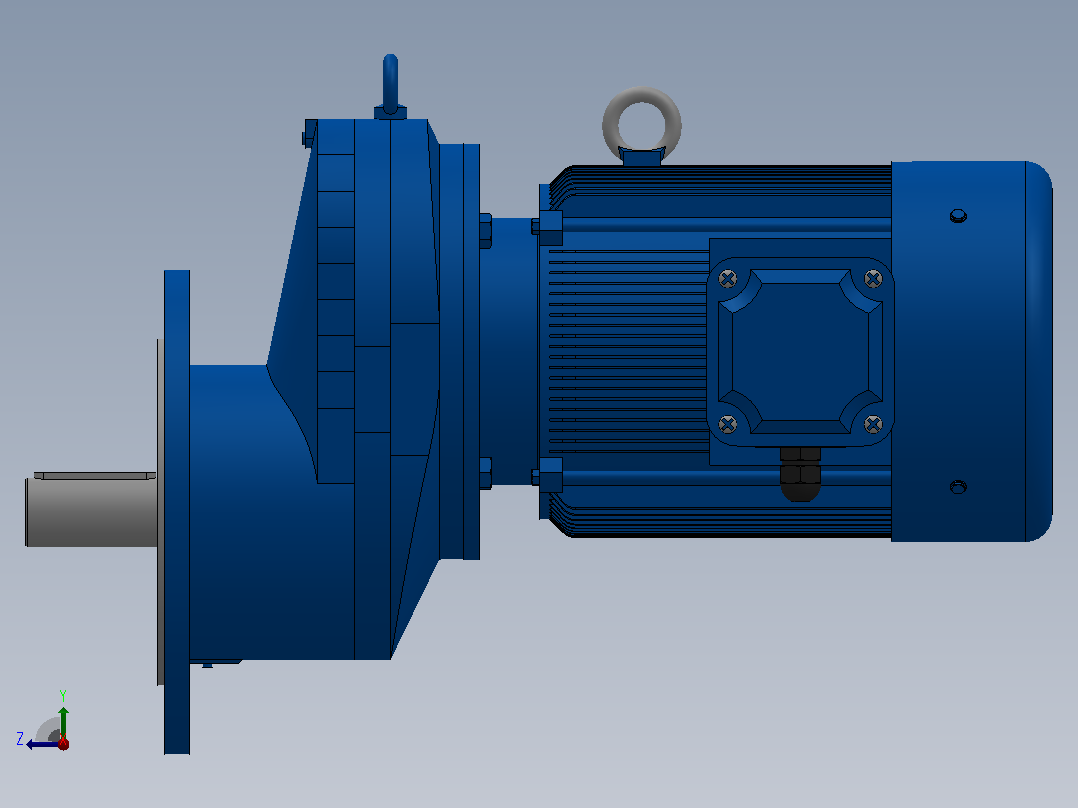 RXF97法兰轴伸式安装斜齿轮减速机RX97-Y5.5-4P-132S-M1-0°-Φ350右视图