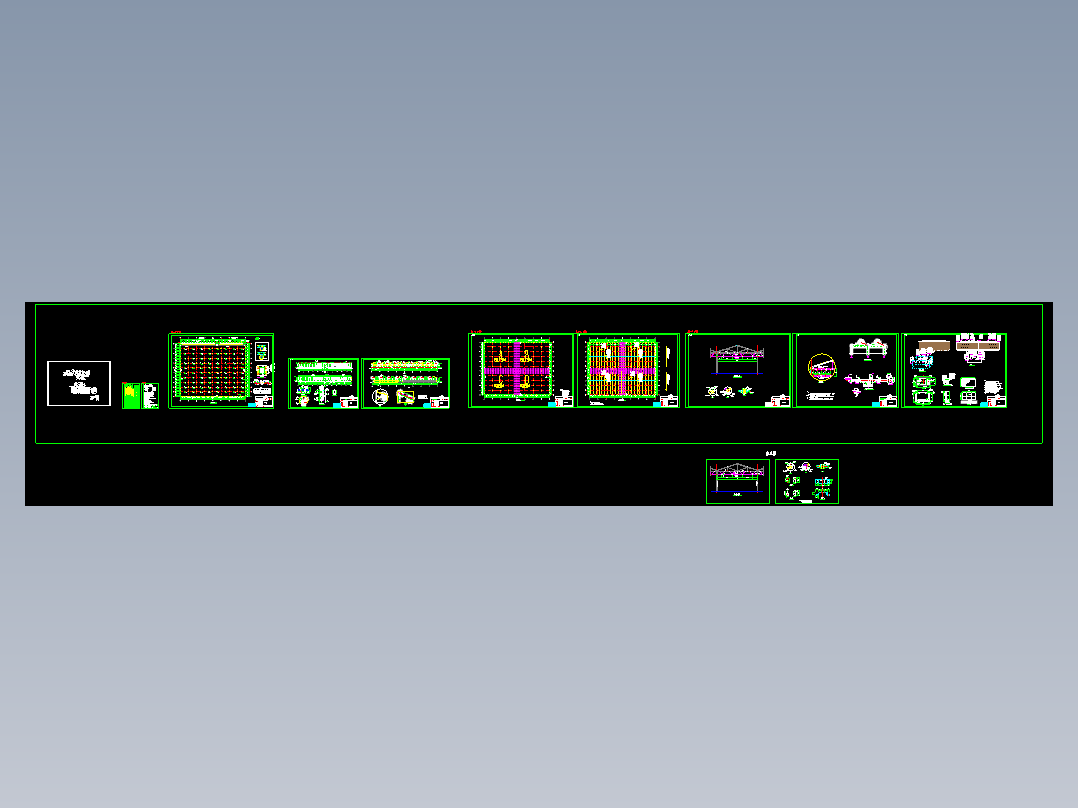 20MW连栋光伏玻璃温室农业大棚施工cad图纸