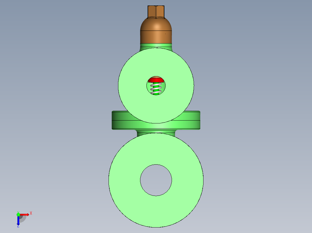 带弹簧的安全阀3D数模图纸 Solidworks设计 附工程图俯视图