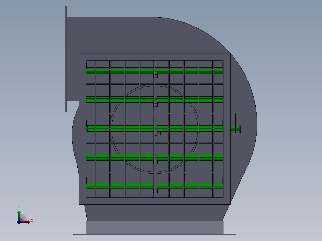 可调风量大小的风机风箱前视图