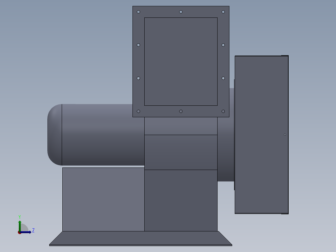 可调风量大小的风机风箱左视图