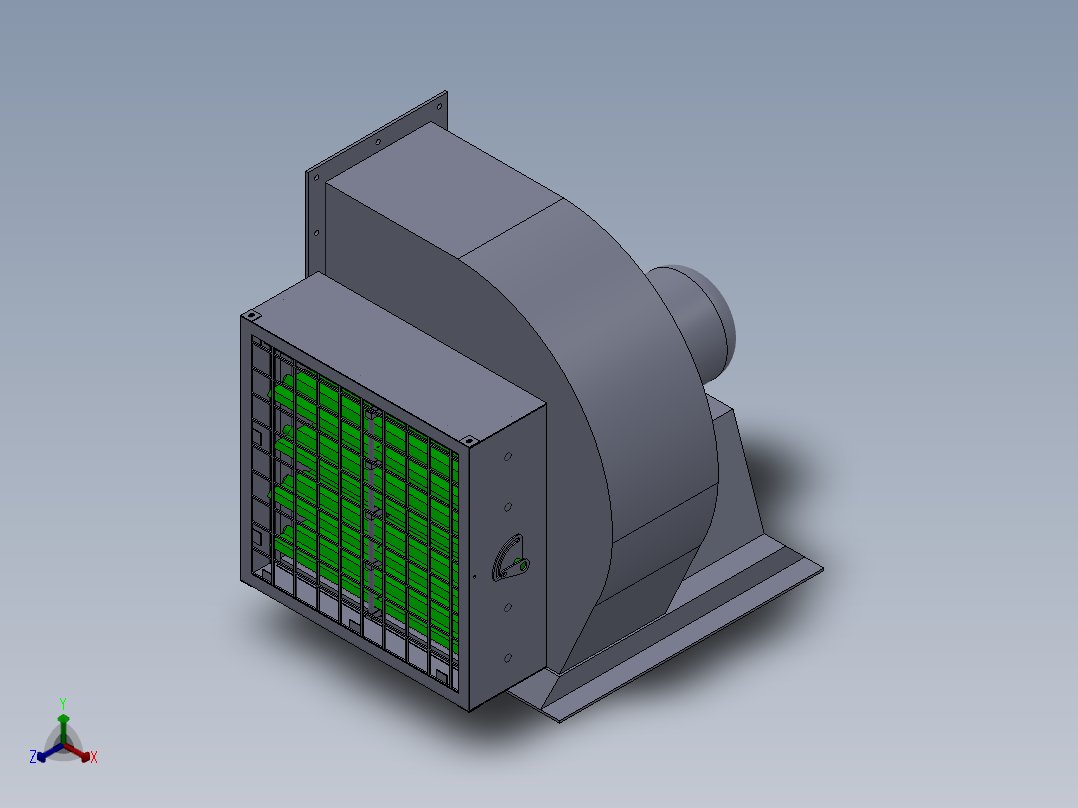 可调风量大小的风机风箱正等轴测图
