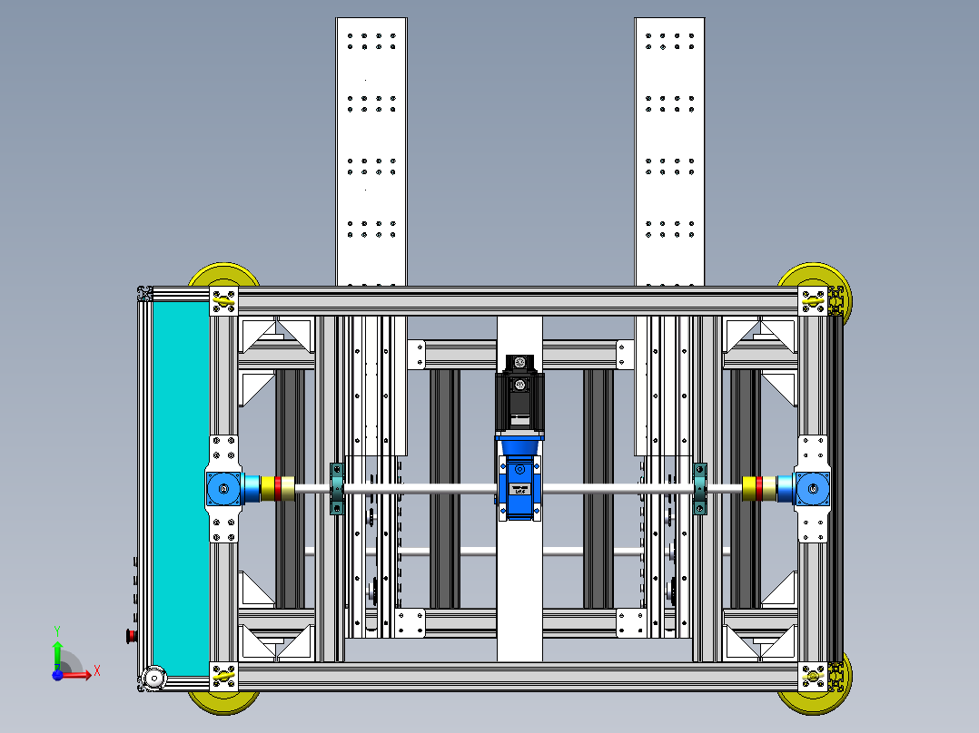 A23 自动伸缩轻型货叉双滚珠丝杆升降机 3D模型前视图