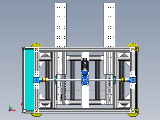 A23 自动伸缩轻型货叉双滚珠丝杆升降机 3D模型前视缩略图