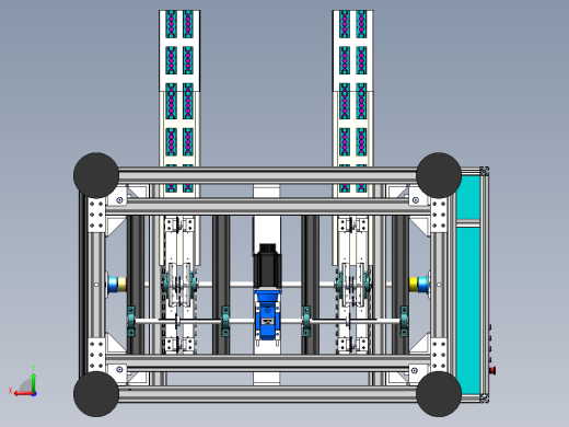 A23 自动伸缩轻型货叉双滚珠丝杆升降机 3D模型后视缩略图