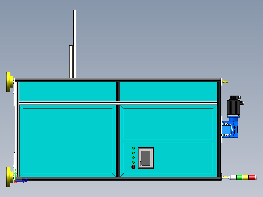A23 自动伸缩轻型货叉双滚珠丝杆升降机 3D模型左视图