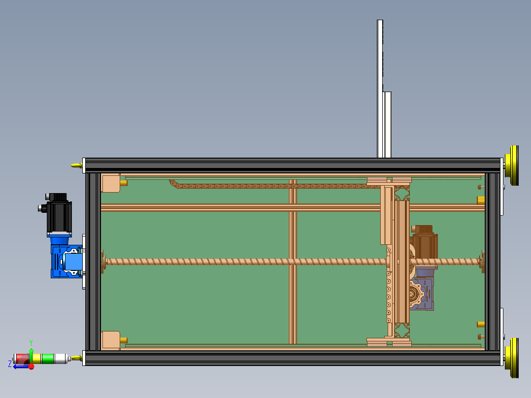 A23 自动伸缩轻型货叉双滚珠丝杆升降机 3D模型右视图
