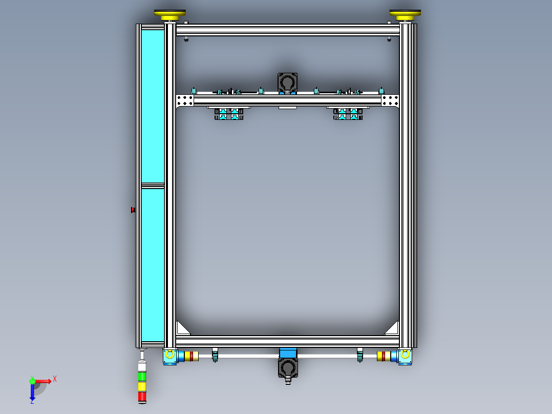 A23 自动伸缩轻型货叉双滚珠丝杆升降机 3D模型俯视图