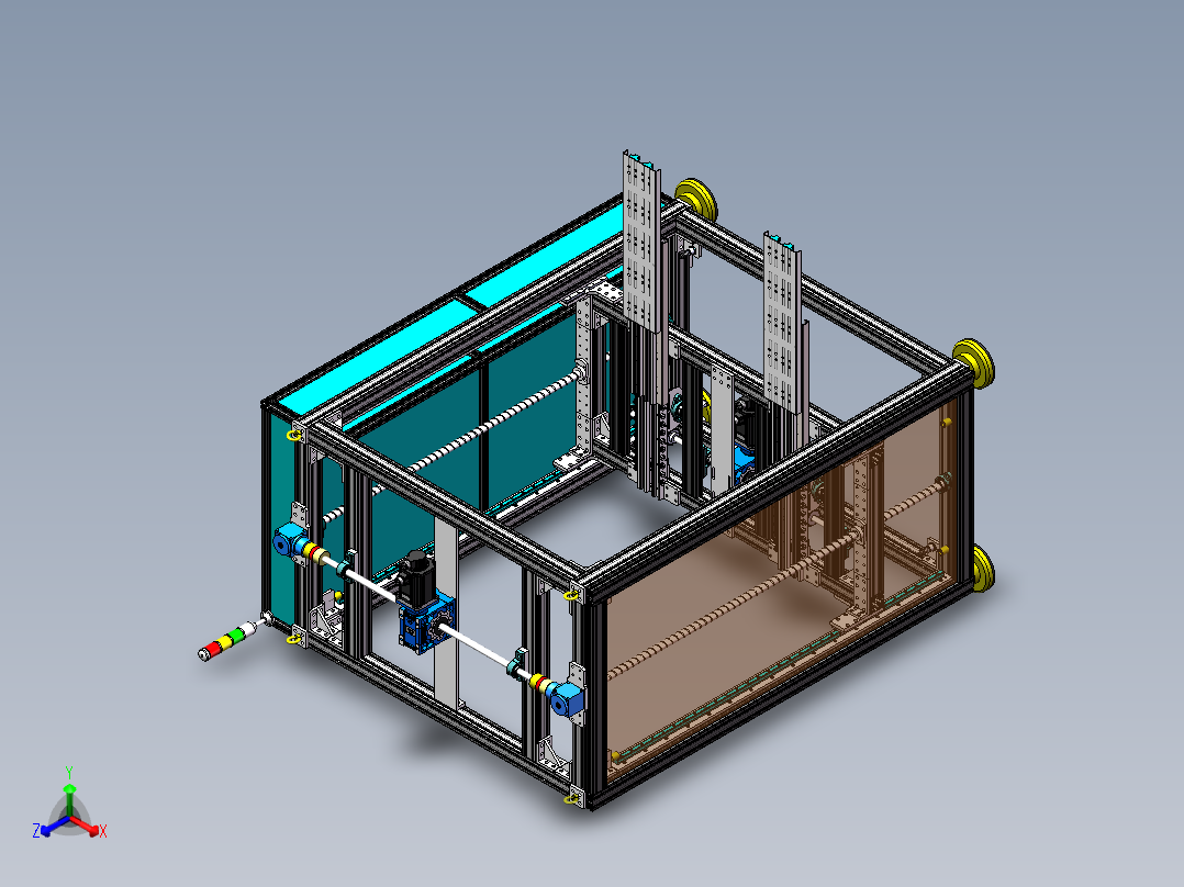 A23 自动伸缩轻型货叉双滚珠丝杆升降机 3D模型正等轴测图