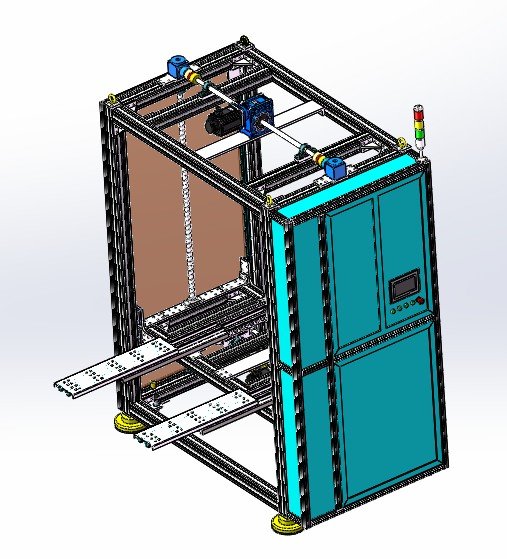 A23 自动伸缩轻型货叉双滚珠丝杆升降机 3D模型缩略图