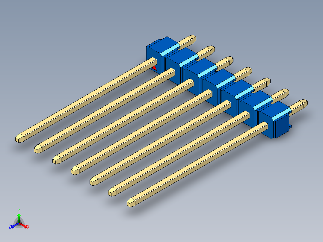 彩色公头100mil（2.54mm）系列-DS1021_blue_1x07p_100mil_Type19_rev1.0主视图