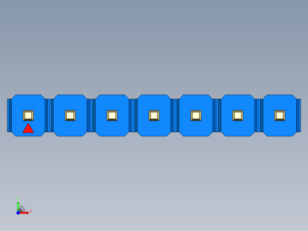彩色公头100mil（2.54mm）系列-DS1021_blue_1x07p_100mil_Type19_rev1.0前视图