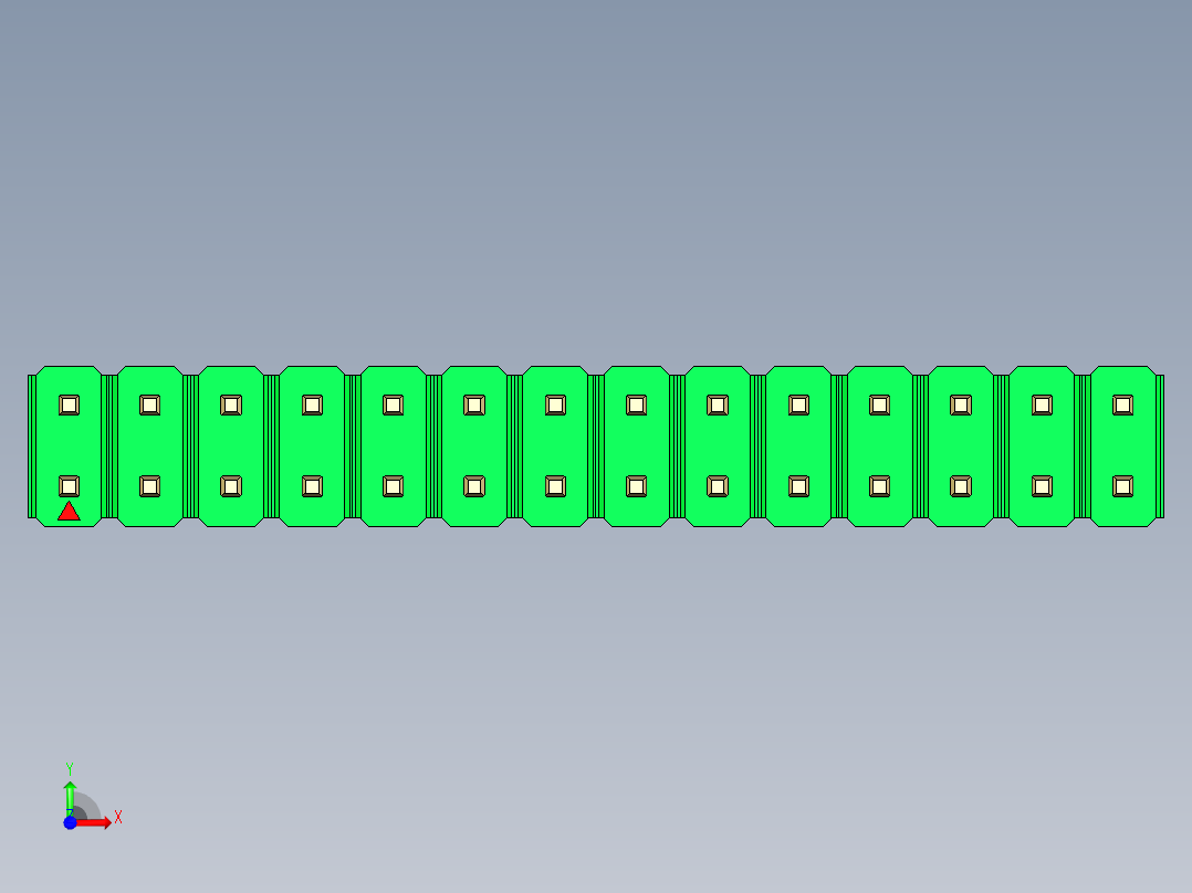 彩色公头100mil（2.54mm）系列-DS1021_green_2x14p_100mil_Type43_rev1.0前视图