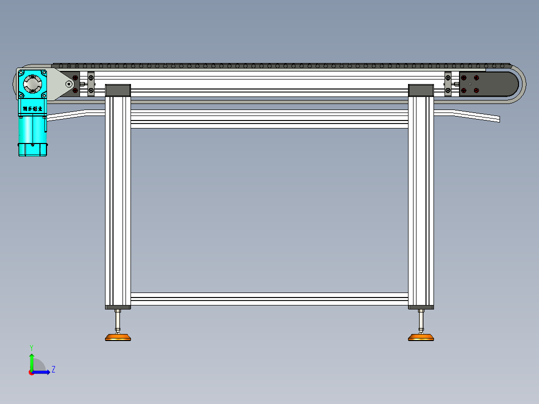 LE-XC4080-带工装带支座左直连驱动输送线左视图