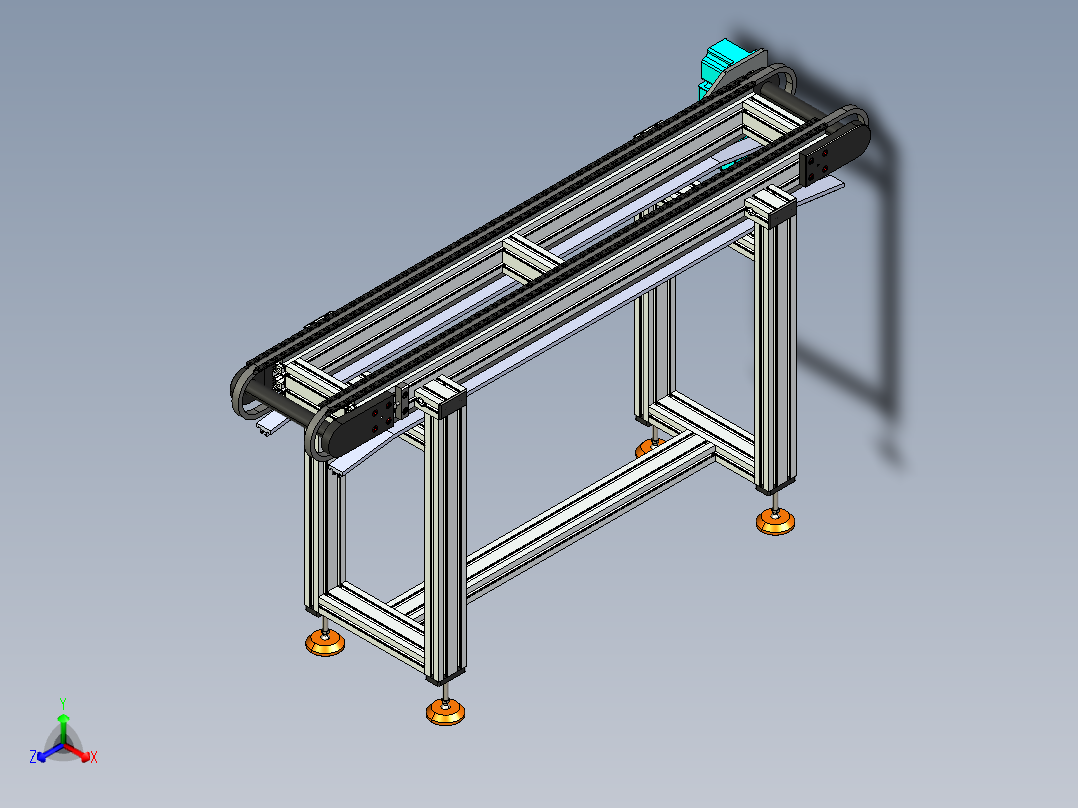 LE-XC4080-带工装带支座左直连驱动输送线正等轴测图