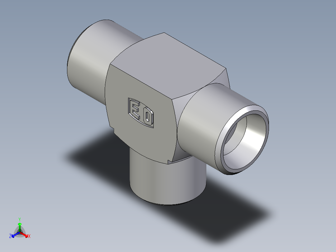 卡套式工业通用硬管接头EO_Union_tee_T08LLCFX主视图