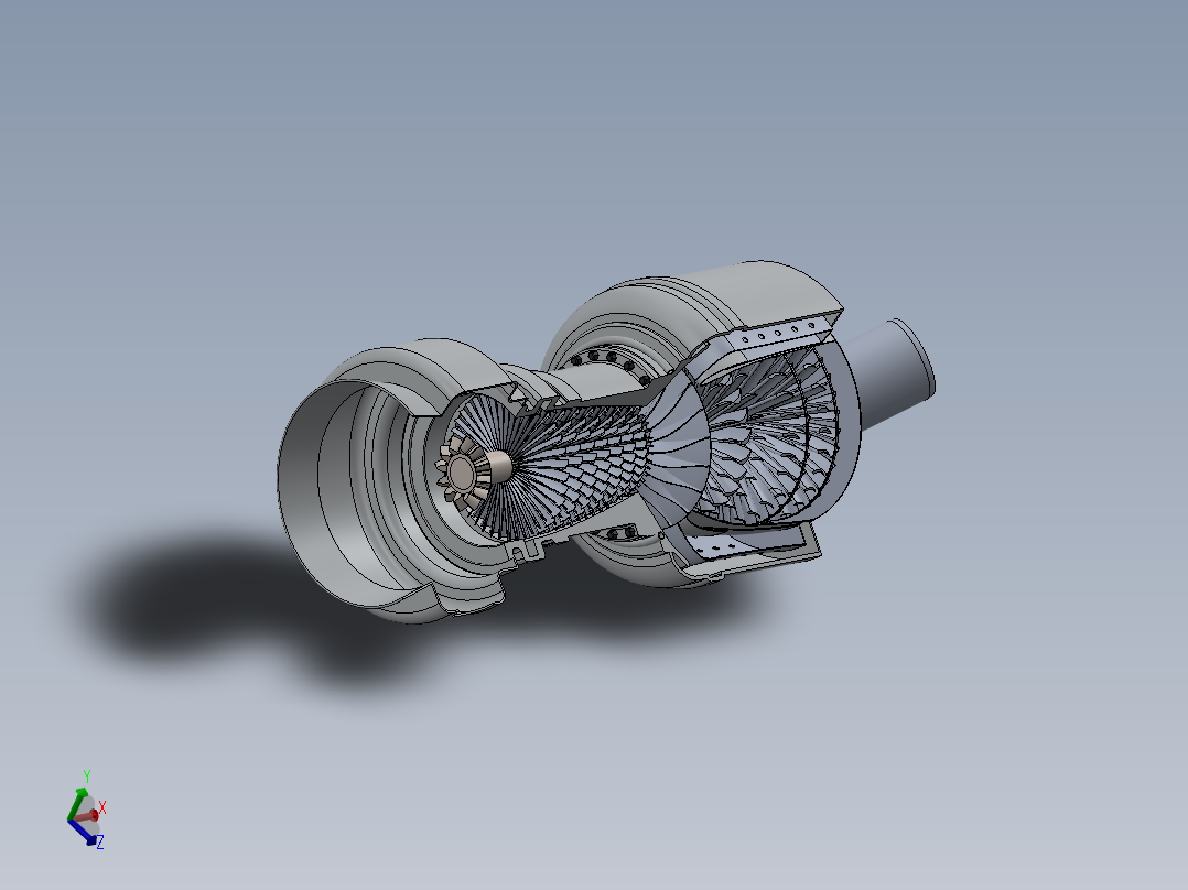 喷气推进发动机简易剖面主视图