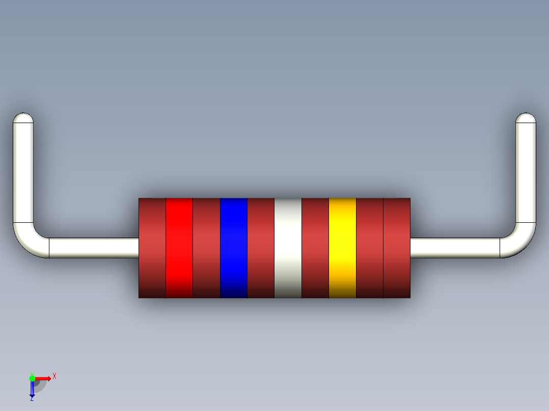 电阻器碳膜1-2W。尺寸车身长度10.3毫米，直径3.8毫米。引线直径077毫米俯视图