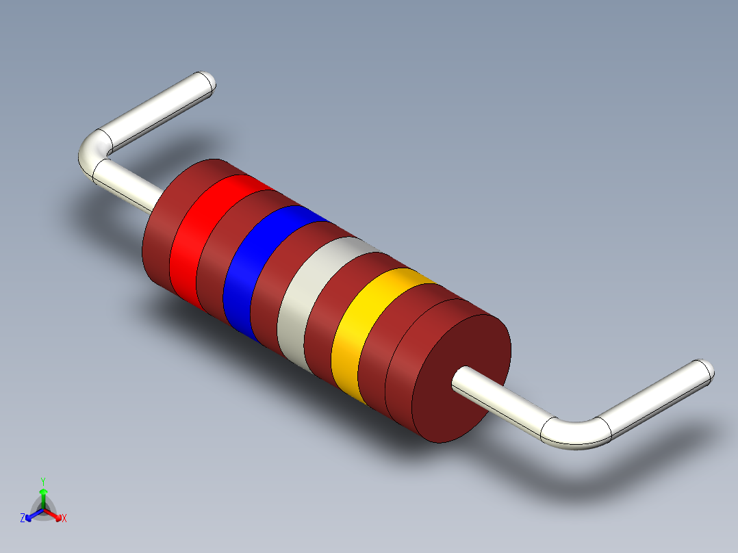 电阻器碳膜1-2W。尺寸车身长度10.3毫米，直径3.8毫米。引线直径077毫米正等轴测图