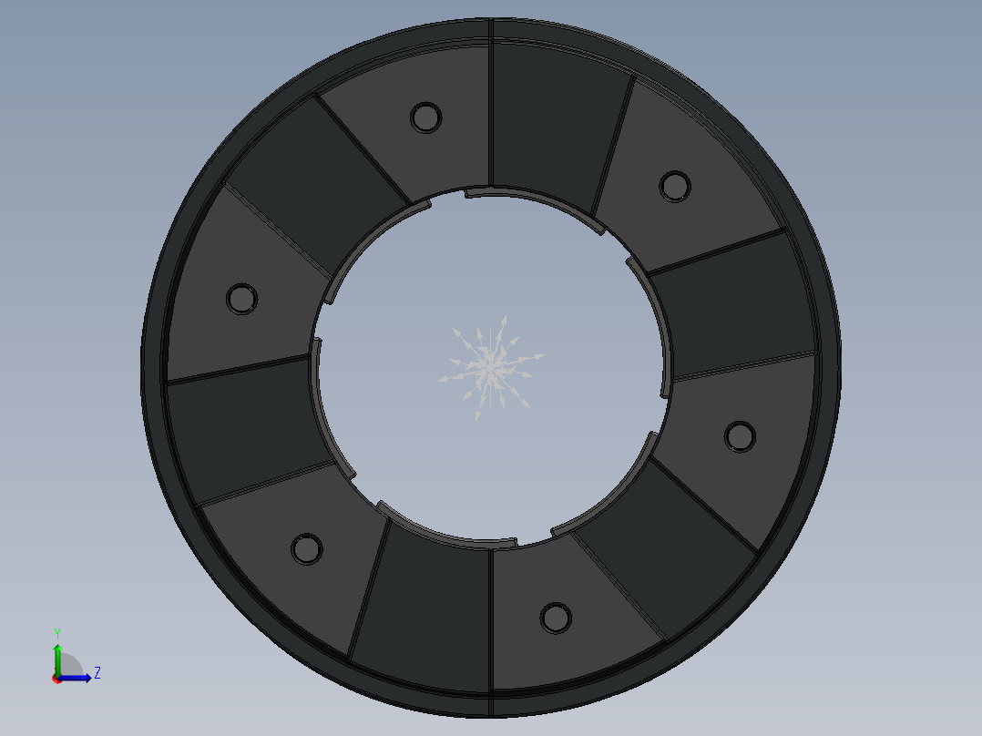 可倾瓦推力轴承设计三维Stp+CAD左视图
