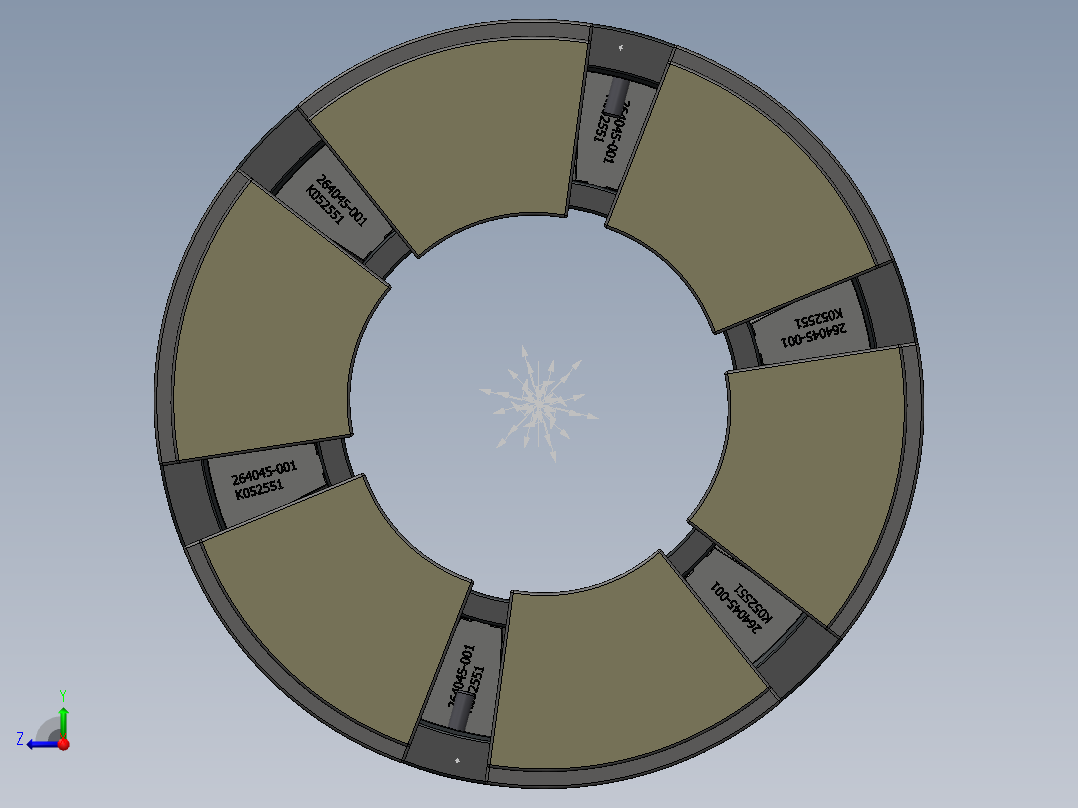 可倾瓦推力轴承设计三维Stp+CAD右视图
