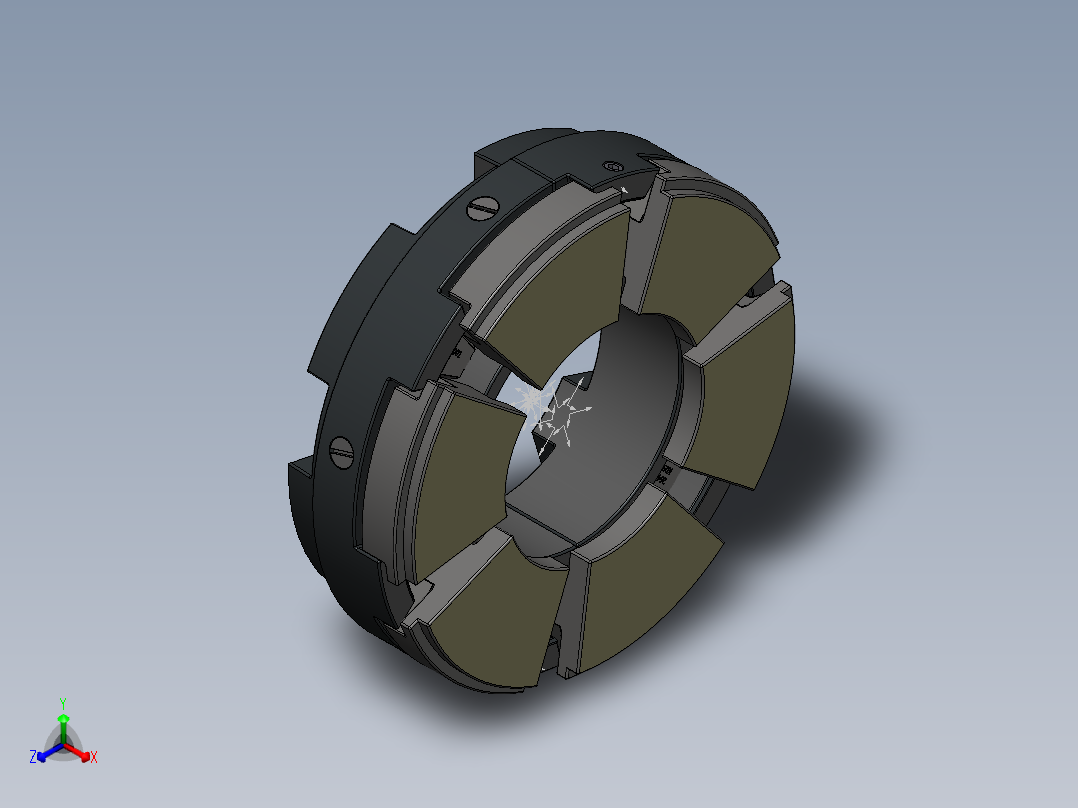 可倾瓦推力轴承设计三维Stp+CAD正等轴测图