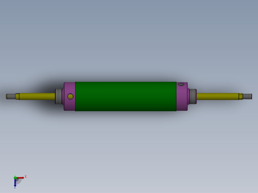 圆形气动缸（双杆）63x16x170 mm俯视图