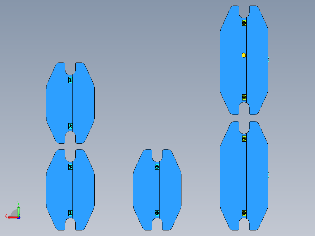 3款钻横孔及2款铣U槽夹具后视图