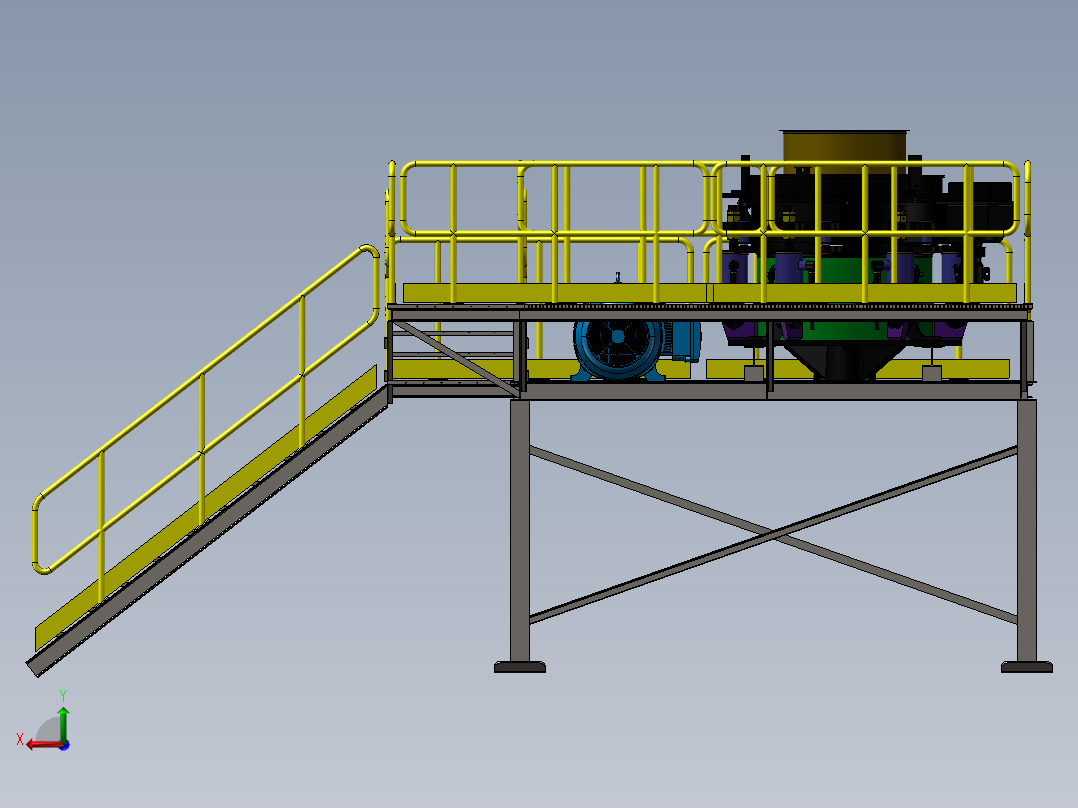 破碎机、圆锥破碎机设备平台后视图
