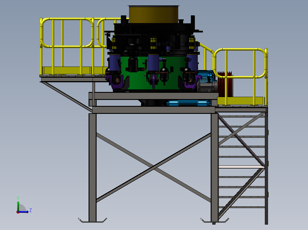 破碎机、圆锥破碎机设备平台左视图