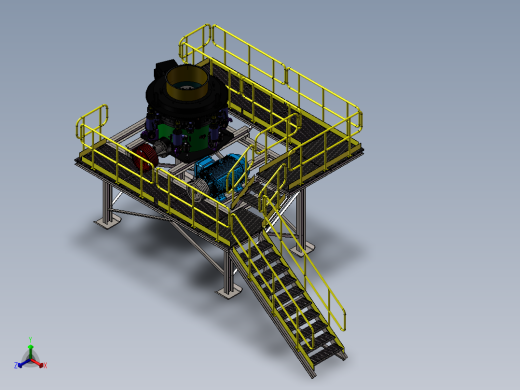 破碎机、圆锥破碎机设备平台正等轴测缩略图