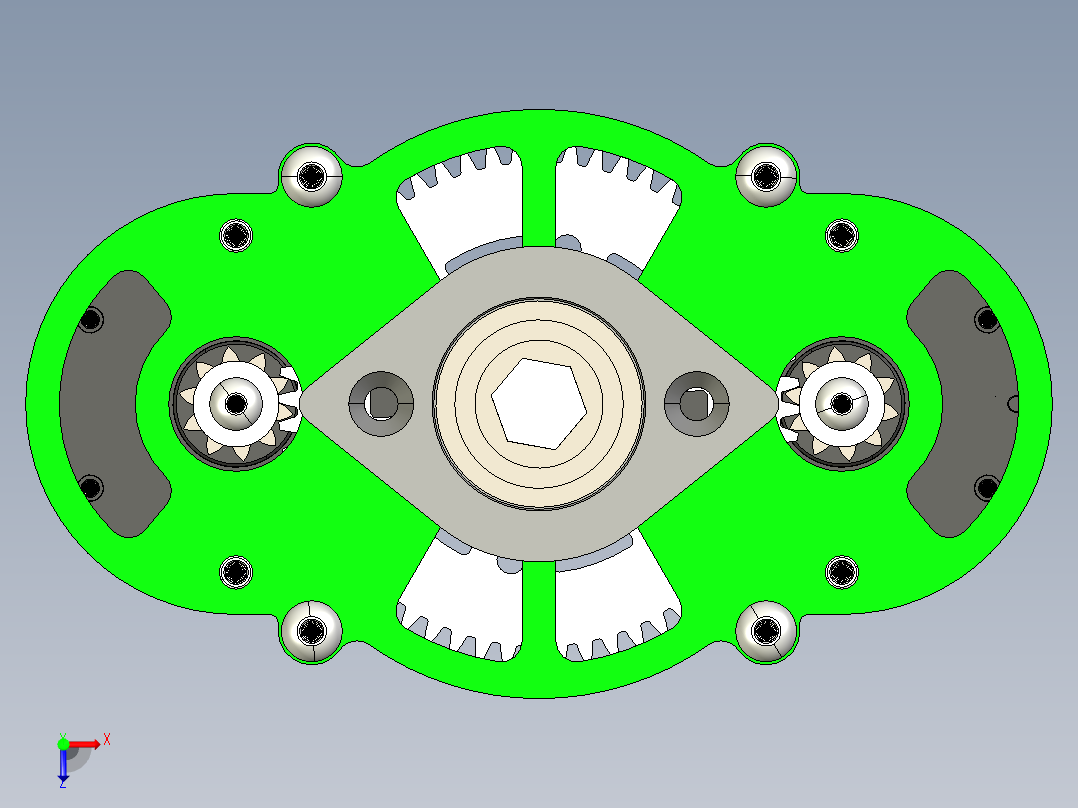 FRC 3200传动齿轮箱3D数模图纸 STEP格式俯视图