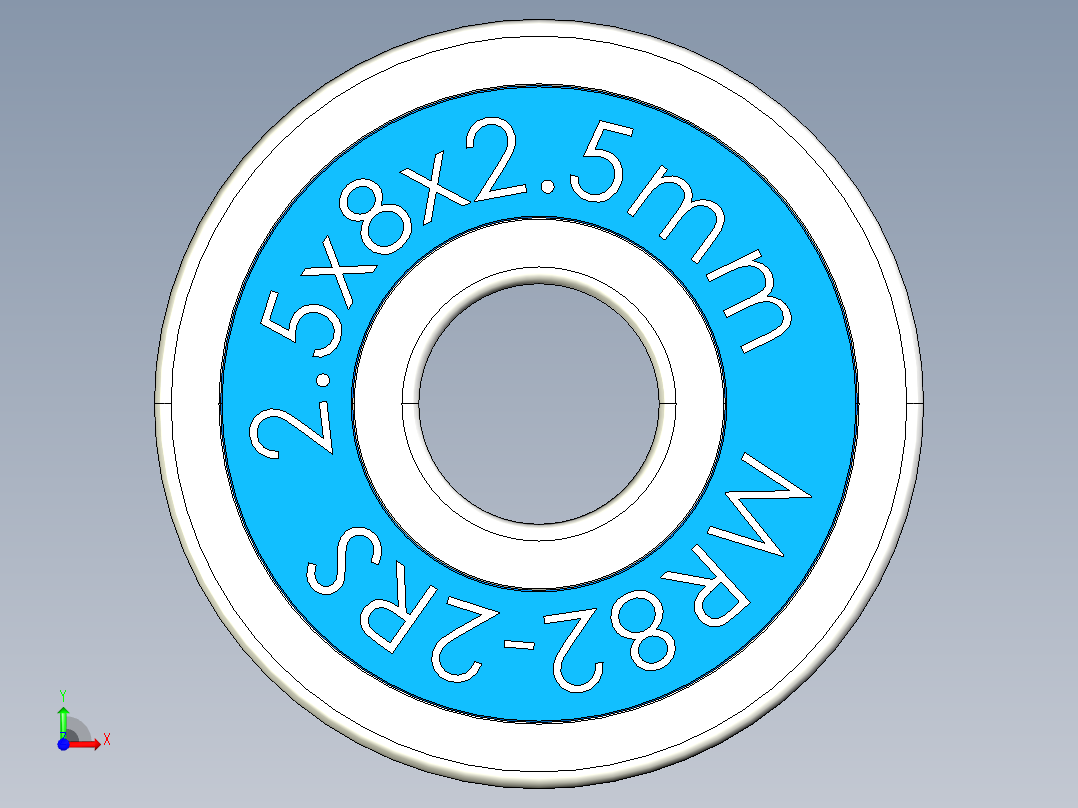 完整的全局参数化米制、双密封MR-2RS系列微型轴承库2024 02 12-深槽、杠杆、MR-2RS、双密封系列微型米制轴承的Solidworks和Step模型前视图
