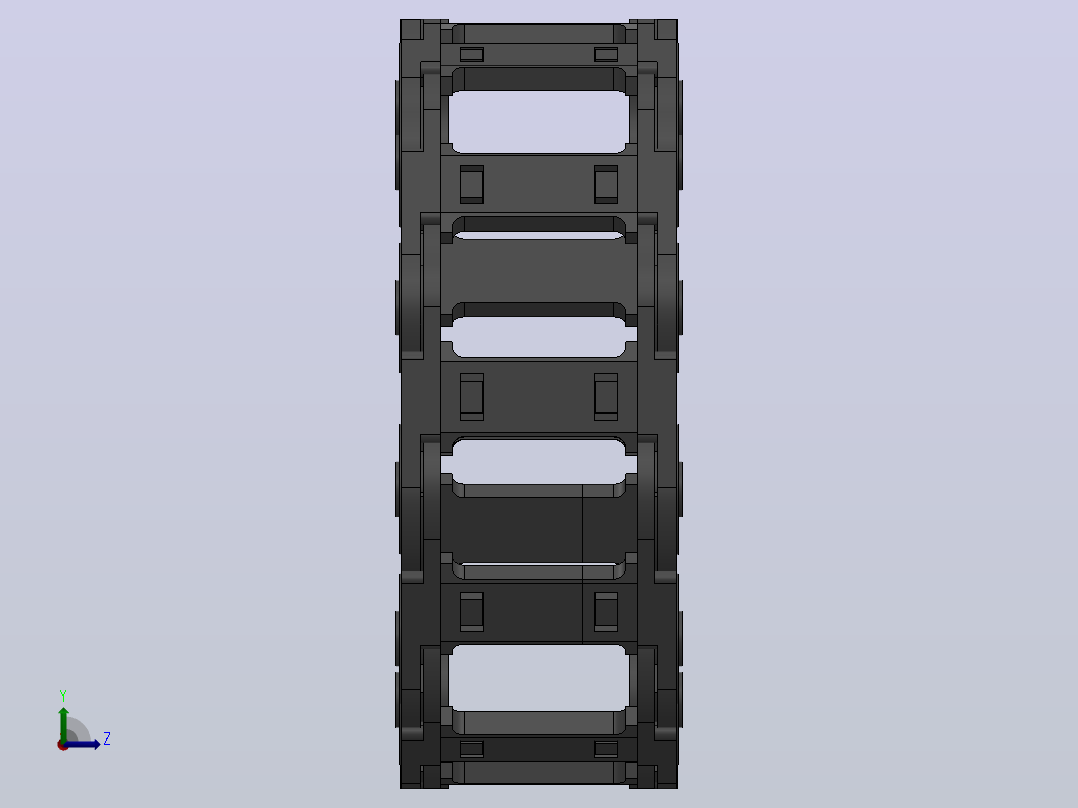 弯曲半径75内高30两侧打开型桥式拖链_DMD30BD-30-50-75R-30左视图