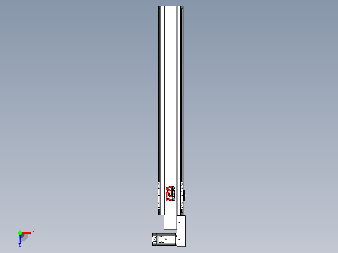 皮带直线轴半封闭可选导轨TPA-HNB-120D-110-L750-MR-Y-P40-N3俯视图