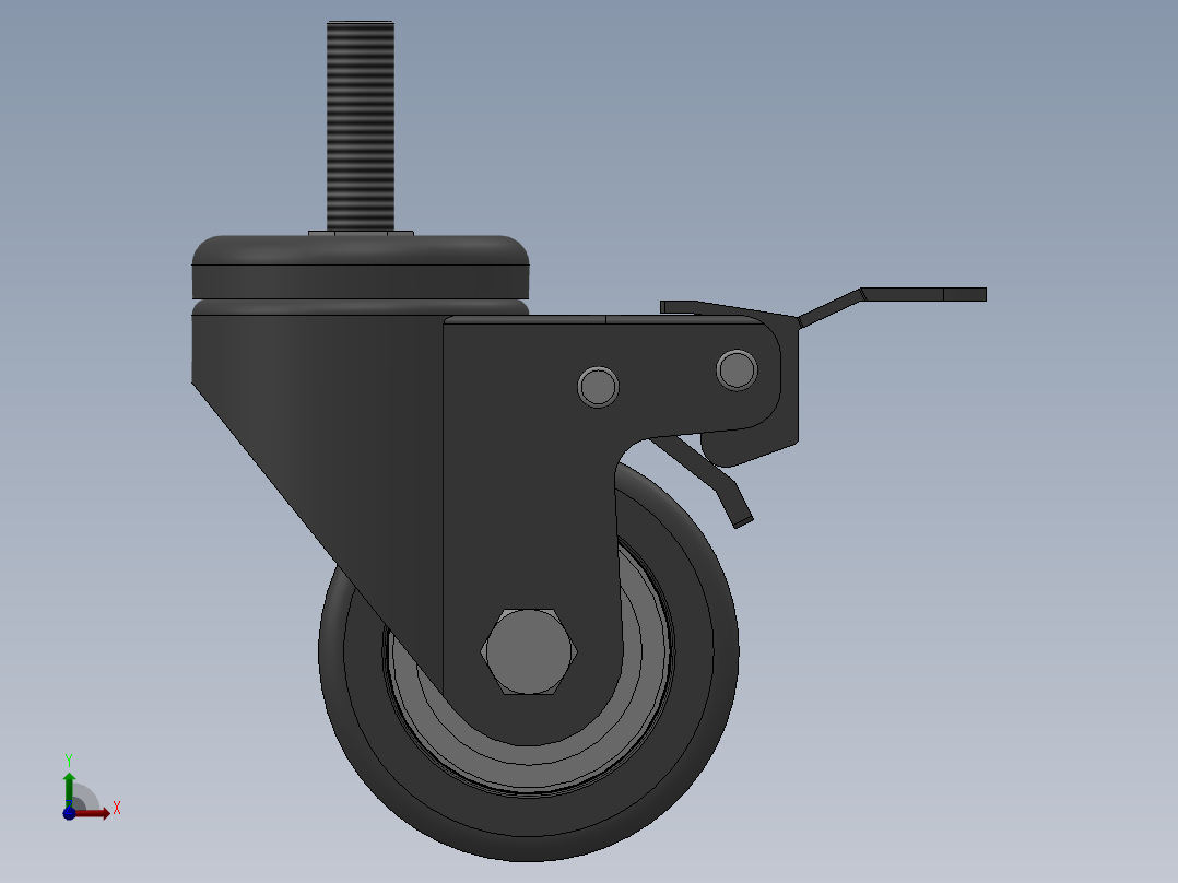 两款75轴式万向脚轮刹车脚轮3d图纸打包前视图