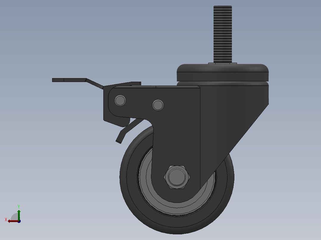 两款75轴式万向脚轮刹车脚轮3d图纸打包后视图