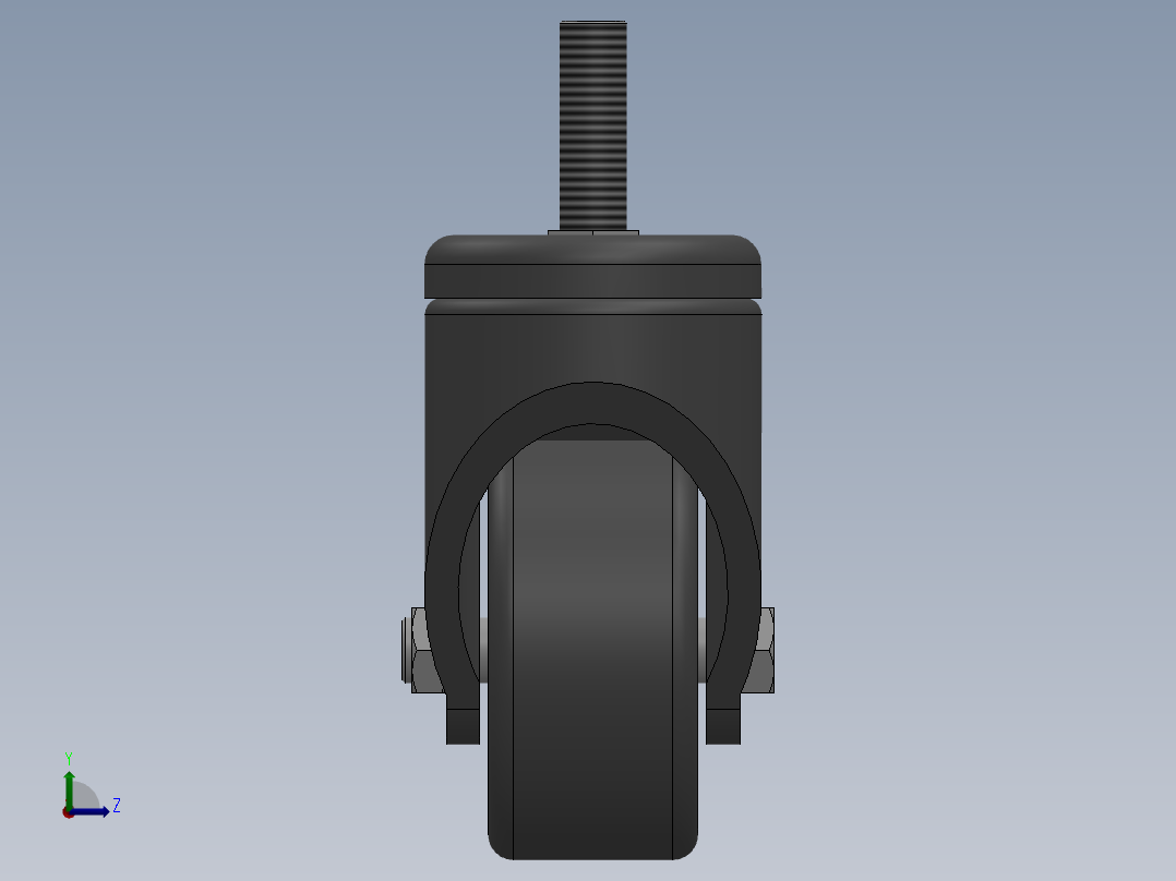 两款75轴式万向脚轮刹车脚轮3d图纸打包左视图