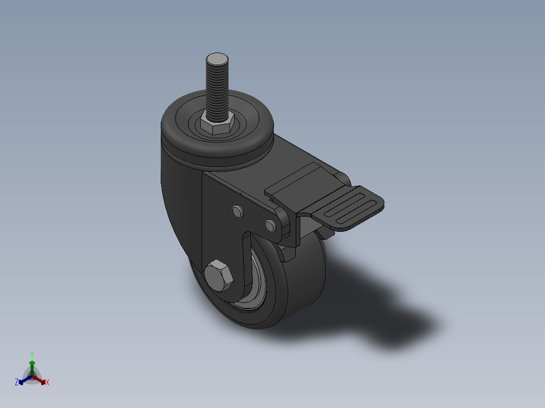 两款75轴式万向脚轮刹车脚轮3d图纸打包正等轴测图