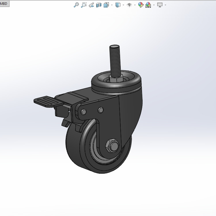 两款75轴式万向脚轮刹车脚轮3d图纸打包