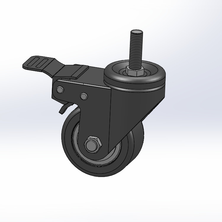 两款75轴式万向脚轮刹车脚轮3d图纸打包