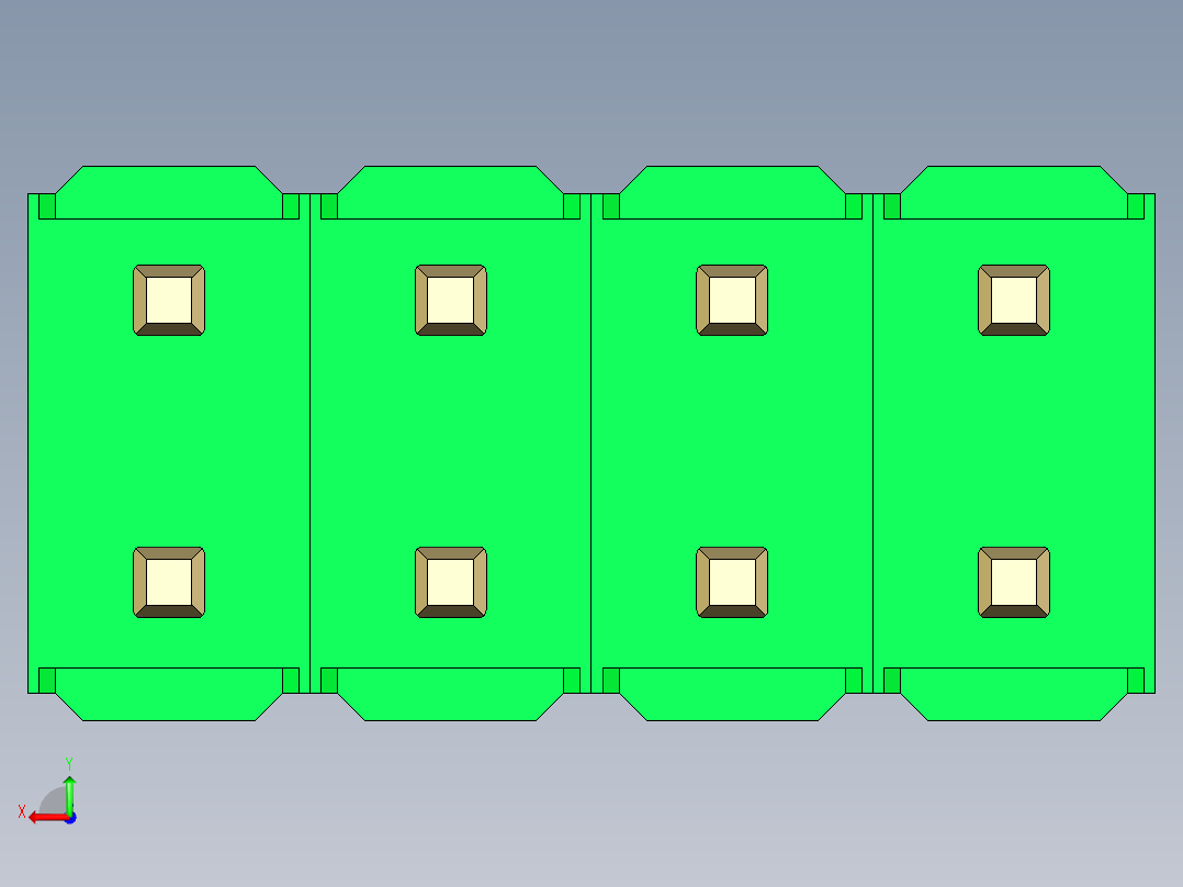 彩色公头100mil（2.54mm）系列-DS1021_green_2x04p_100mil_Type19_rev1.0后视图