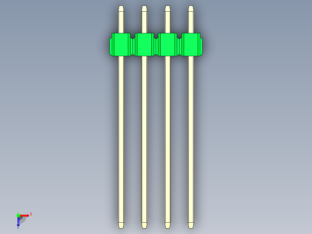 彩色公头100mil（2.54mm）系列-DS1021_green_2x04p_100mil_Type19_rev1.0俯视图